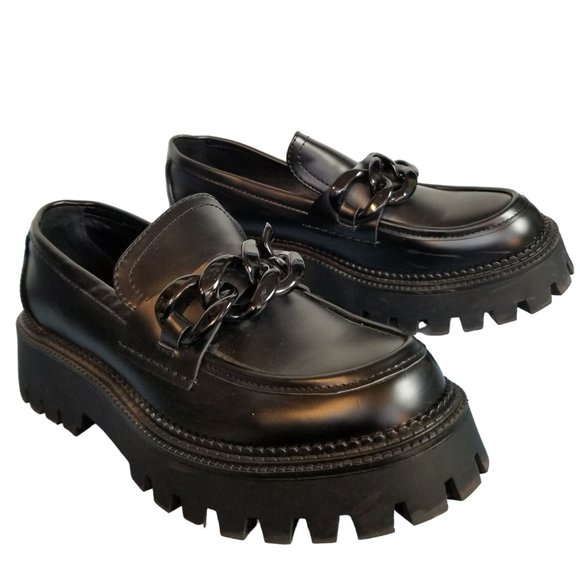 Steve Madden Lug Sole Platform oxford heels loafers with chain size 10 - Picture 3 of 14